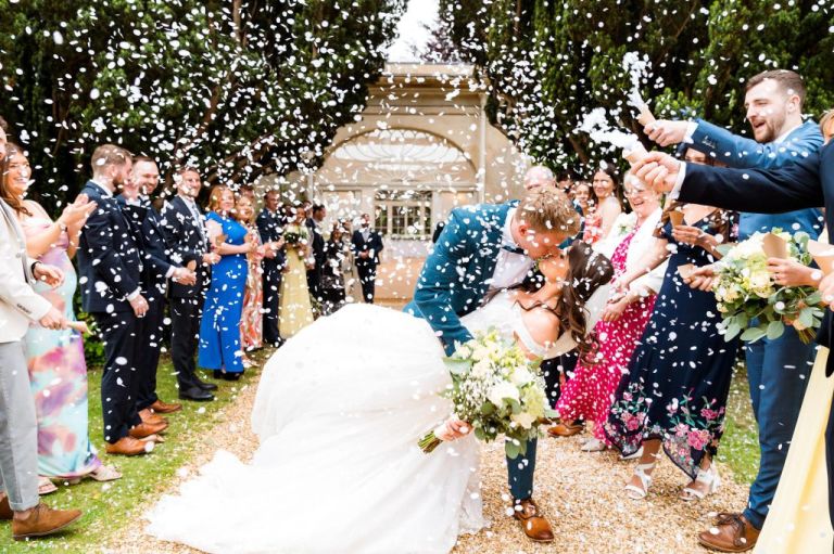 confetti at Barton Hall wedding