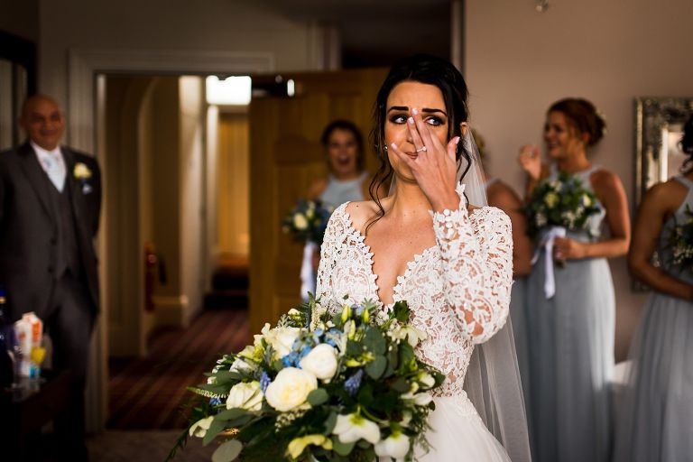Emotional bride at Barton Hall 